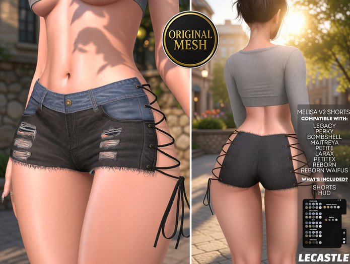 LECASTLE - Melisa V2 Shorts, Legacy, Perky, Bombshell, Maitreya, Petite, Reborn, Waifus, LaraX, PetiteX