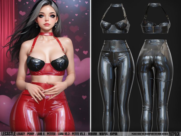 [LECASTLE] Sonje Outfit LATEX *BLACK*,Perky, LaraX, PetiteX,Lara V5.3,Petite V5.3,GenX,Reborn,Waifus