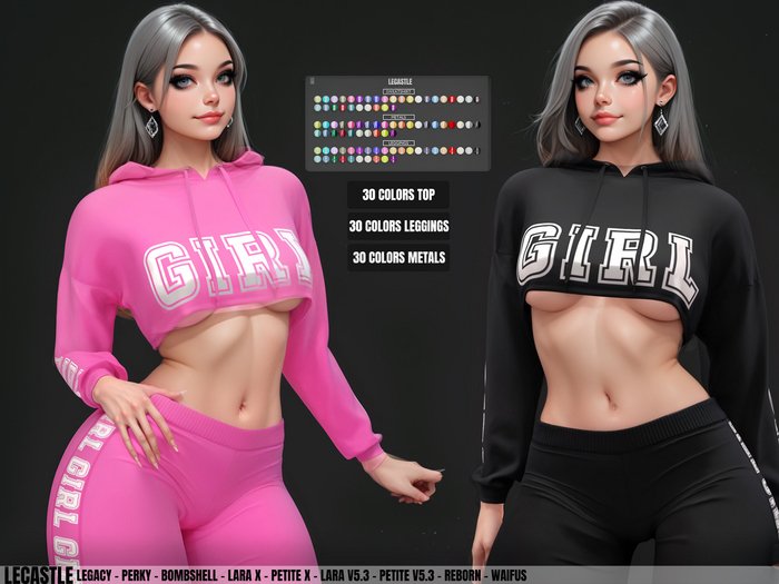 [LECASTLE] Adrian Crop Sweat & Leggings Set