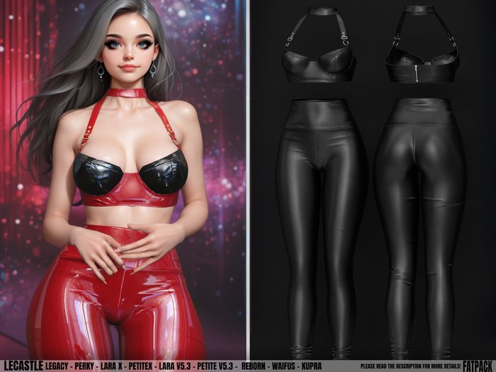 [LECASTLE] Sonje Outfit LEATHER *BLACK*,Perky, LaraX, PetiteX,Lara V5.3,Petite V5.3,GenX,Reborn,Waifus