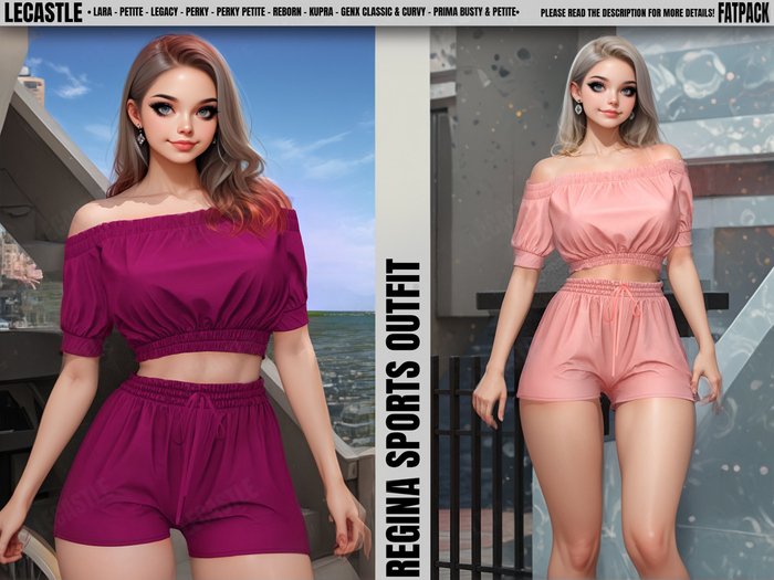 [LECASTLE] Regina Sports Outfit FATPACK - Legacy, Perky, Petite, Lara, Reborn, GenX, Classic, Curvy, Prima, Busty, Kupra 8145