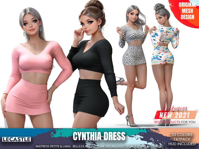 [LECASTLE] Cynthia Dress FATPACK - Original Mesh - Maitreya, Legacy, Slink, Belleza 4517