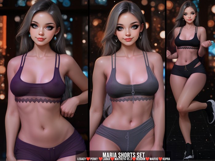 [LECASTLE] Maria Shorts Set,Legacy,Perky,Maitreya V5.3,LaraX,Reborn,Waifus,Kupra
