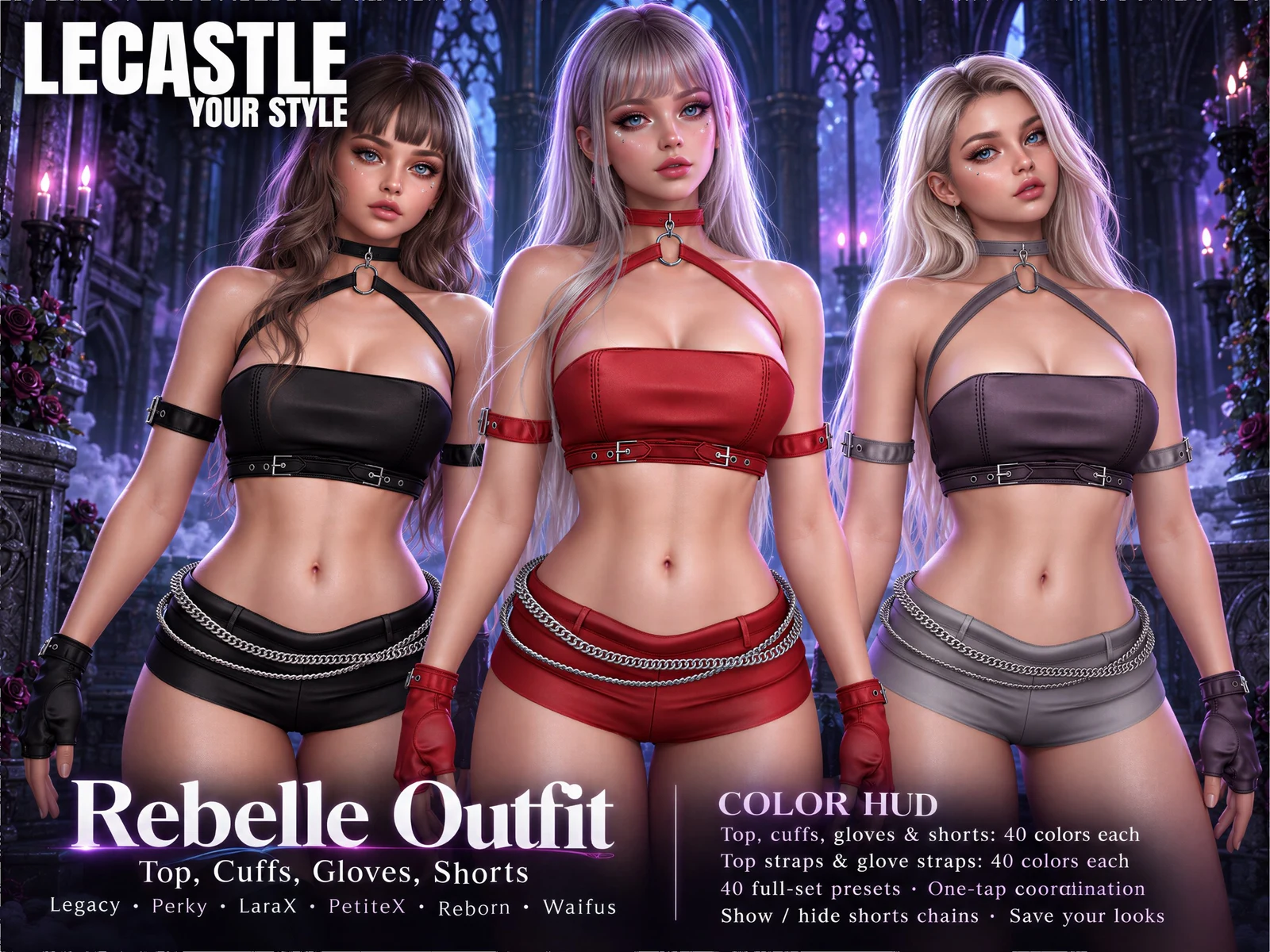 24Hr. SALE! - [LECASTLE] Rebelle Outfit Fatpack • Legacy • Perky • LaraX • PetiteX • Reborn • Reborn Waifu