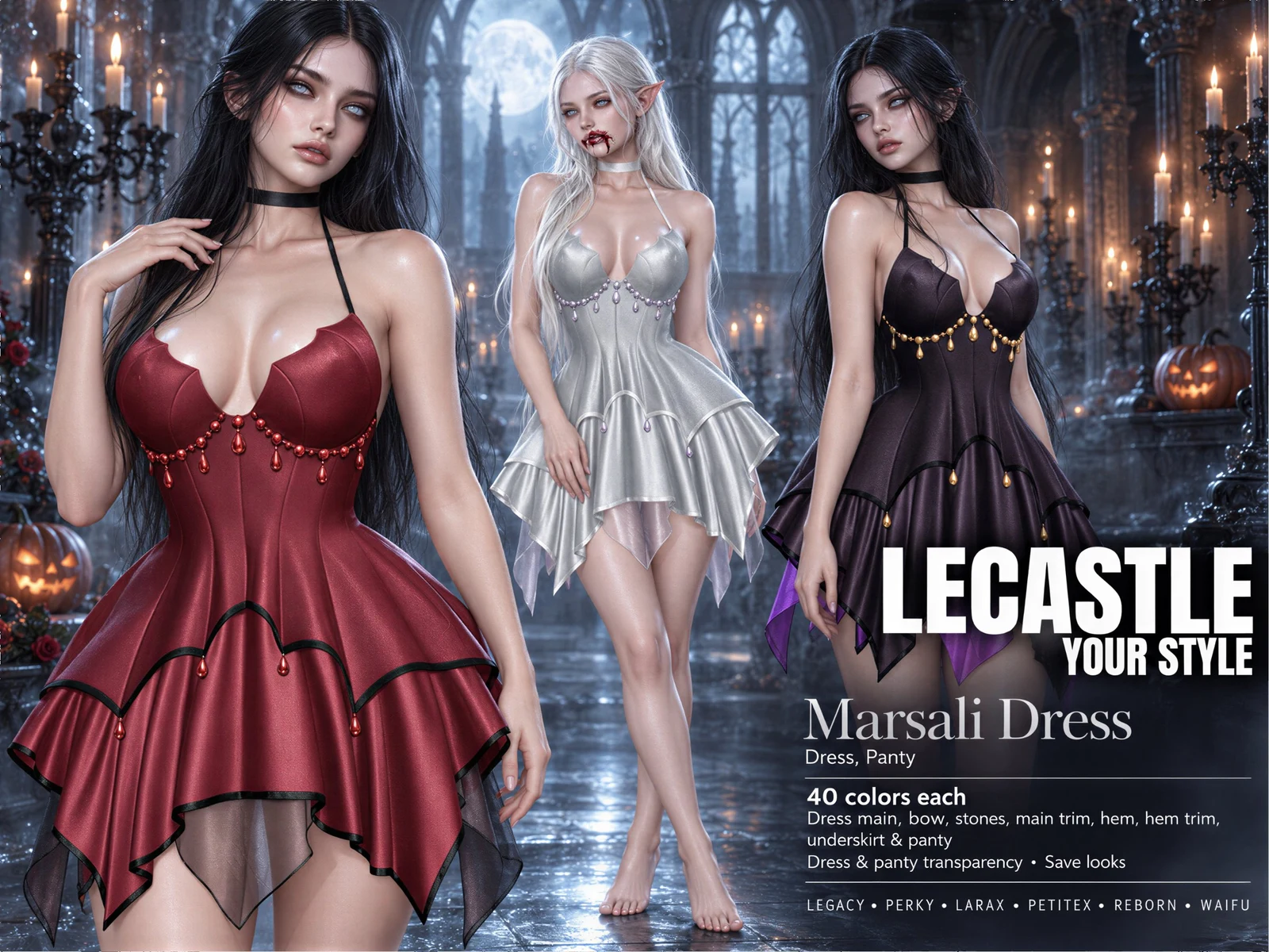 [LECASTLE] Marsali Dress Fatpack • Legacy • Perky • LaraX • PetiteX • Reborn • Reborn Waifu