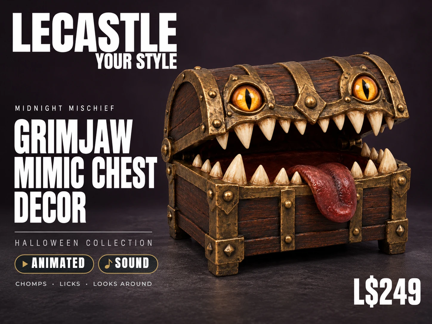 [LECASTLE] Grimjaw Mimic Chest Decor | Animesh Halloween Decor