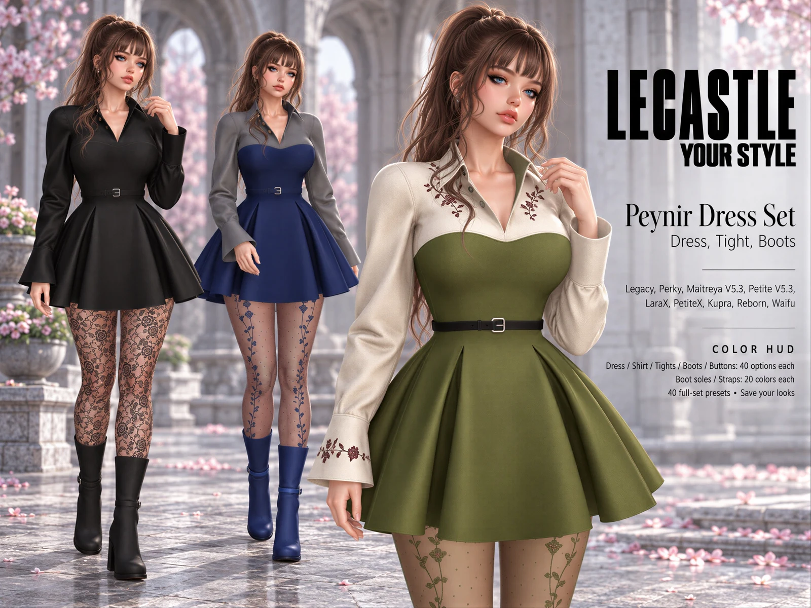 [LECASTLE] Peynir Dress Set Fatpack • Legacy • Perky • LaraX • PetiteX • Reborn • Maitreya • Kupra